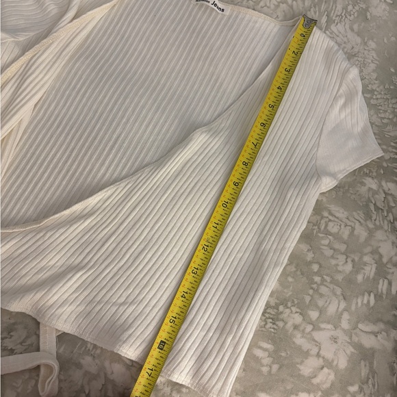 Reformation Cream Ribbed Wrap Blouse - Picture 5 of 5